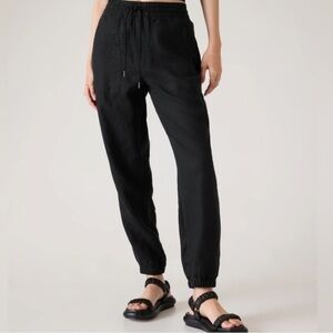 Tall Athleta Retreat High Rise Linen Jogger | Size Small Tall | Black